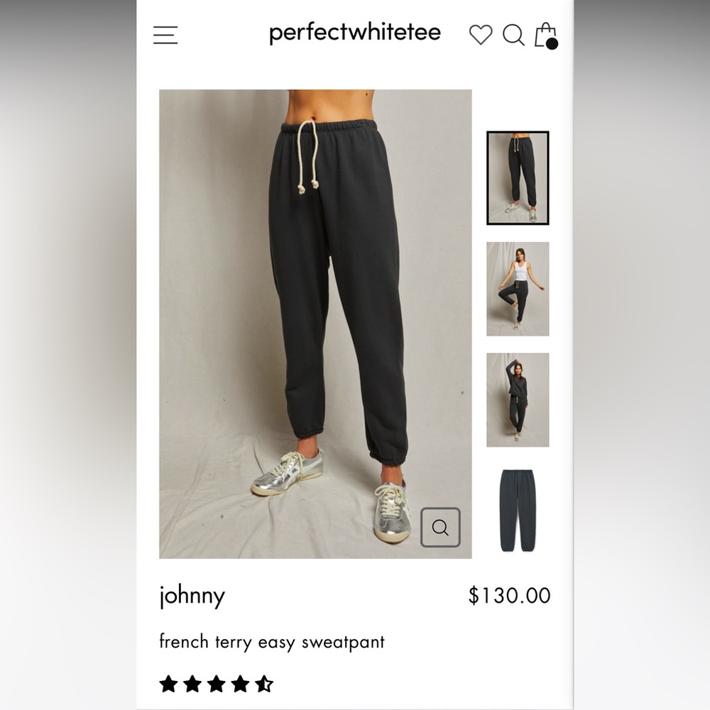 perfectwhitetee Johnny Sweatpant NWT, size M
